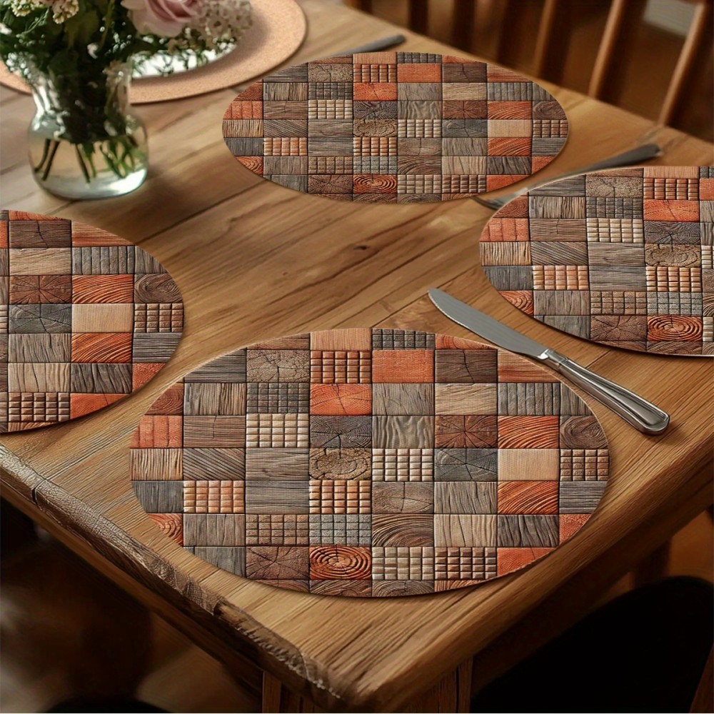 Outdoor Furniture Wood - VIKAMA Round Placemat 4-Piece Set Vintage